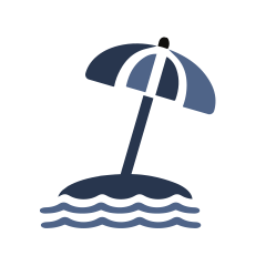 icon of an umbrella at the beach