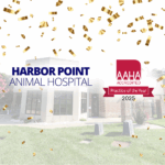 image of harbor point animal hospital logo and aaha practice of the year logo