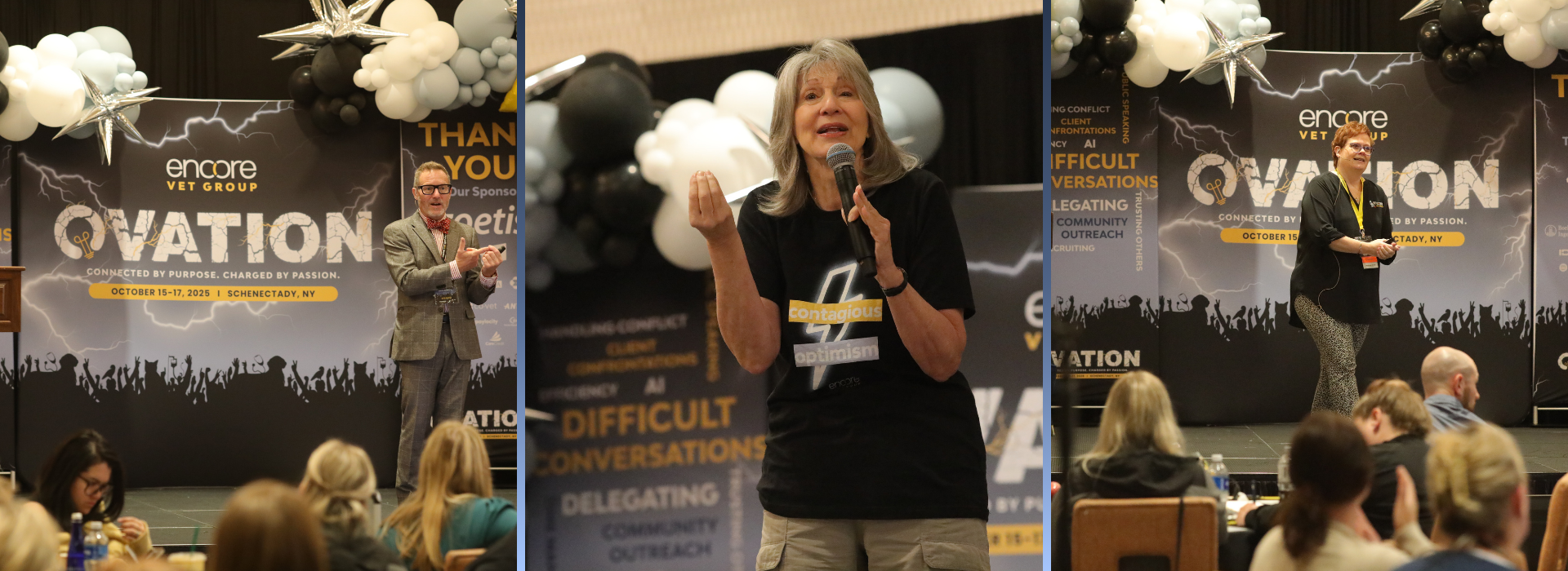 Image of Darren Osborne, Kathy Buckley and Brenda Medina - speakers at Ovation 2025